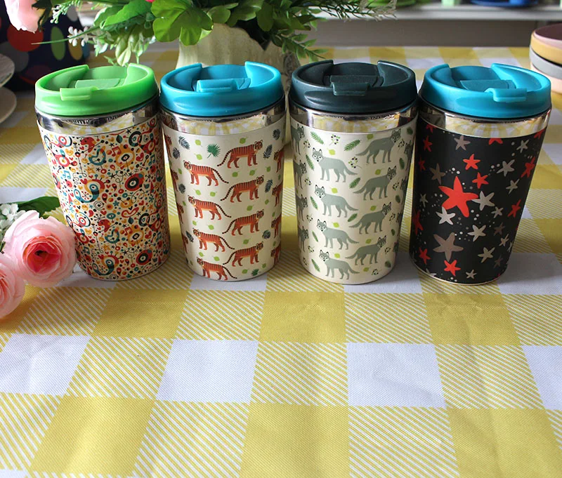biodegradable bamboo fibre coffee cup 12 oz stainless steel tumbler with plastic lid