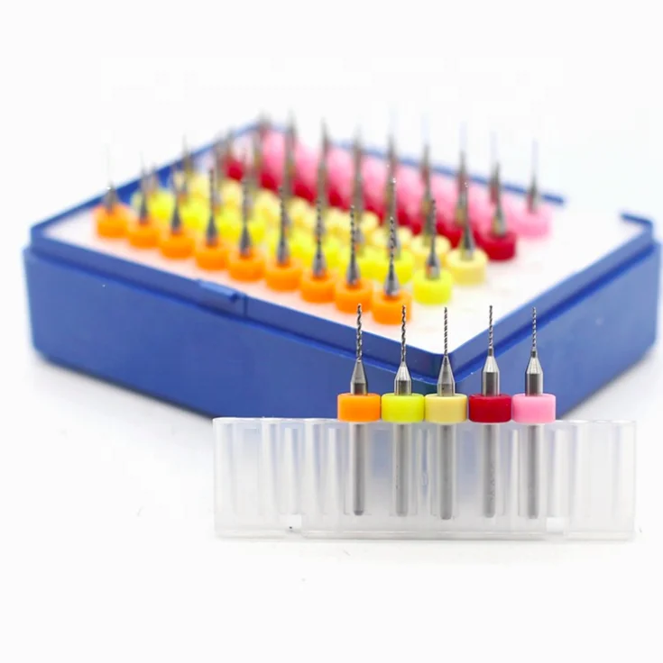 50pcs Micro PCB Circuit Board Small Bit Tungsten Carbide Bits Super Hard Amber Wax Hole Twist Drill Bits Set