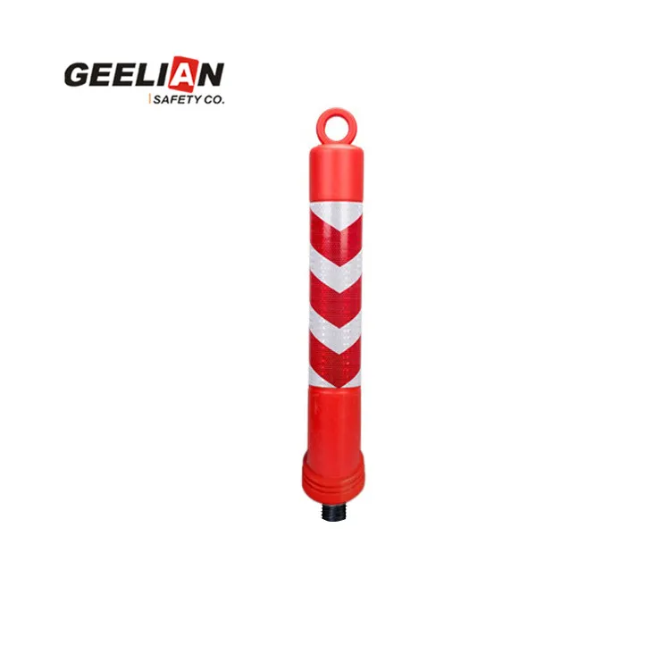 Red White Water Filled Warning Column PE Delineator Pole Post With Base For Road Traffic And Parking Sign Sasfety