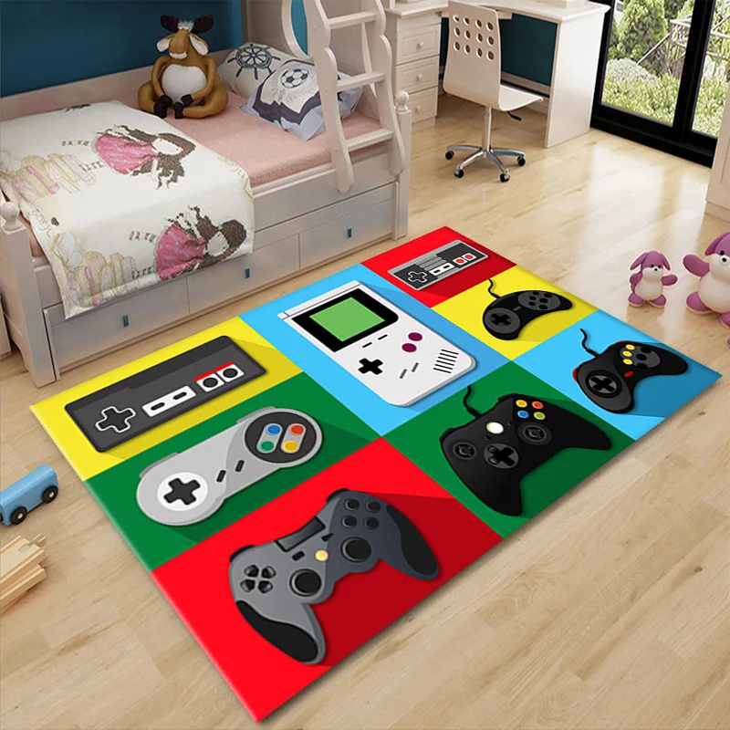 Large Game Area Rugs 3D Gamer Carpet Living Room Boys Bedroom Controller Player Decor Mat Non-Slip Crystal Floor Polyester Mat