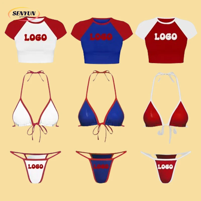 ODM OEM Factory Mini Micro String High Waist Bikini Set Women Custom Logo Solid Color Blank Swimwear Beachwear Designer Swimsuit