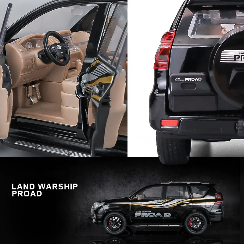 2022 Amazon Hot Sale Die Cast Model Cars 1:18 Prado Alloy Metal Car Model 6 Opening Doors Pullback Diecast Model Car