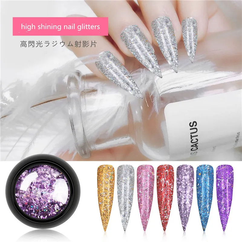 
Nail Art Professional High Flash Laser Thick Film Nail Glitter Nail Powder 