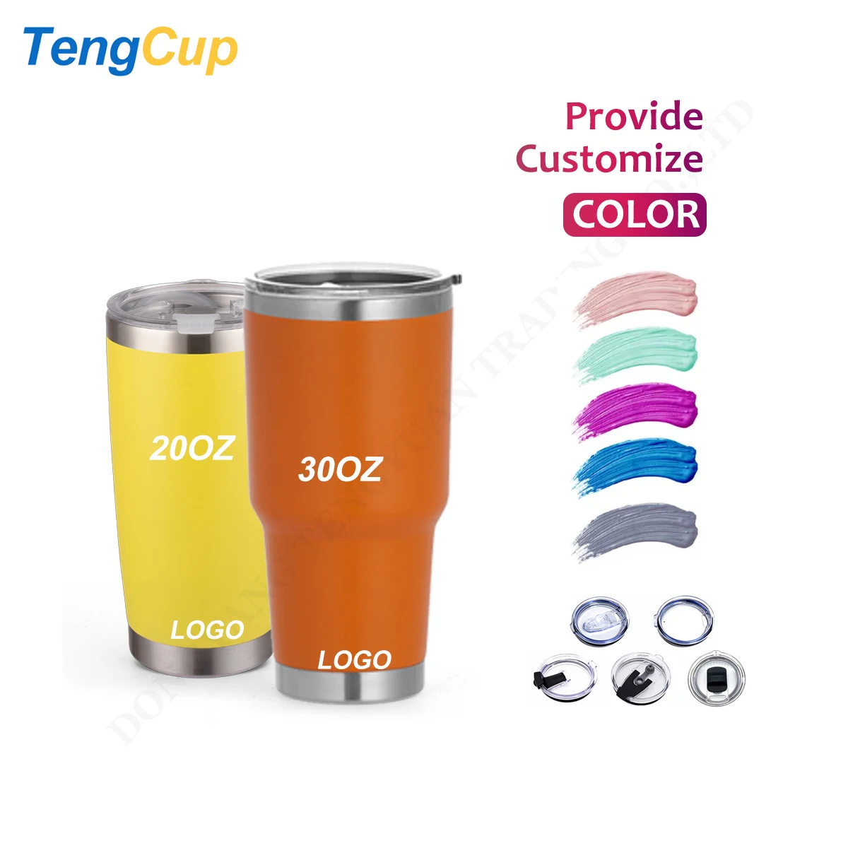 TY Custom logo 20oz stainless steel tumbler Double wall vacuum insulated Travel Mug   with Slider Lid and straw