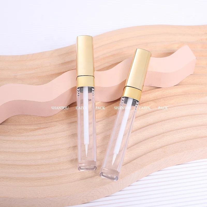 7ml Wholesale Cosmetic packaging manufacturer clear frost gold empty eyeliner tubes plastic slim square eyelashes containers