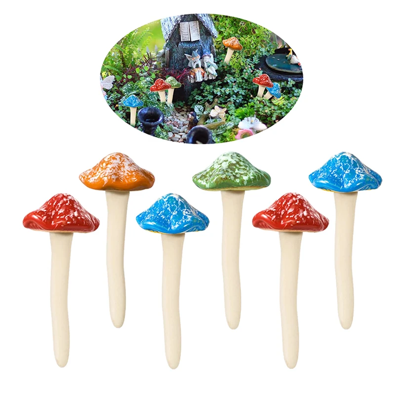 Multiple Colour Ceramic Garden Mushrooms Figurine Decorative Plants Stakes Accessories Lawn Ornaments Statue for Outdoor