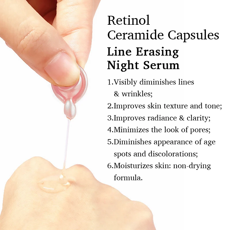 Night Repairing and Retinol Ceramide Capsules Line Erasing Serum 30 Pieces Moisturizing