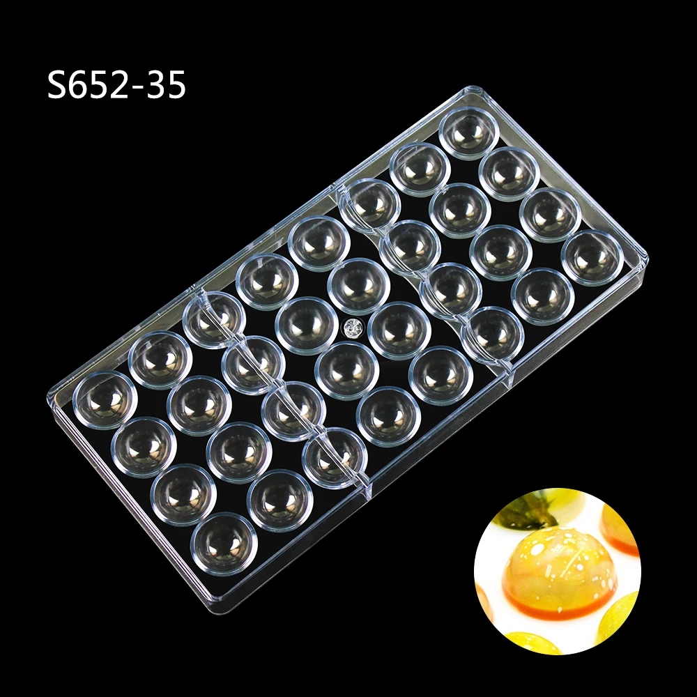 High-quality 32 Cavities Semicircle Half Ball Shaped Customized PC Polycarbonate Chocolate Mold