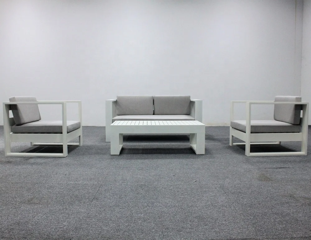 Aluminum outdoor furniture 3 seaters and single chair handcrafted metal  sofa set