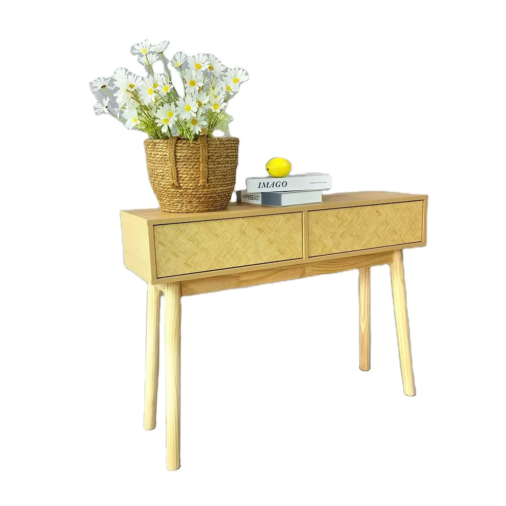 Modern style wooden entrance Hallway Entry Corner Wood Console Table (1600358498564)