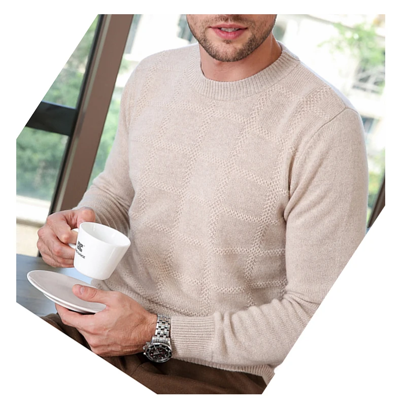 Customized Crew Neck Private Label Cashmere X letter Argyle Sweater For Men.