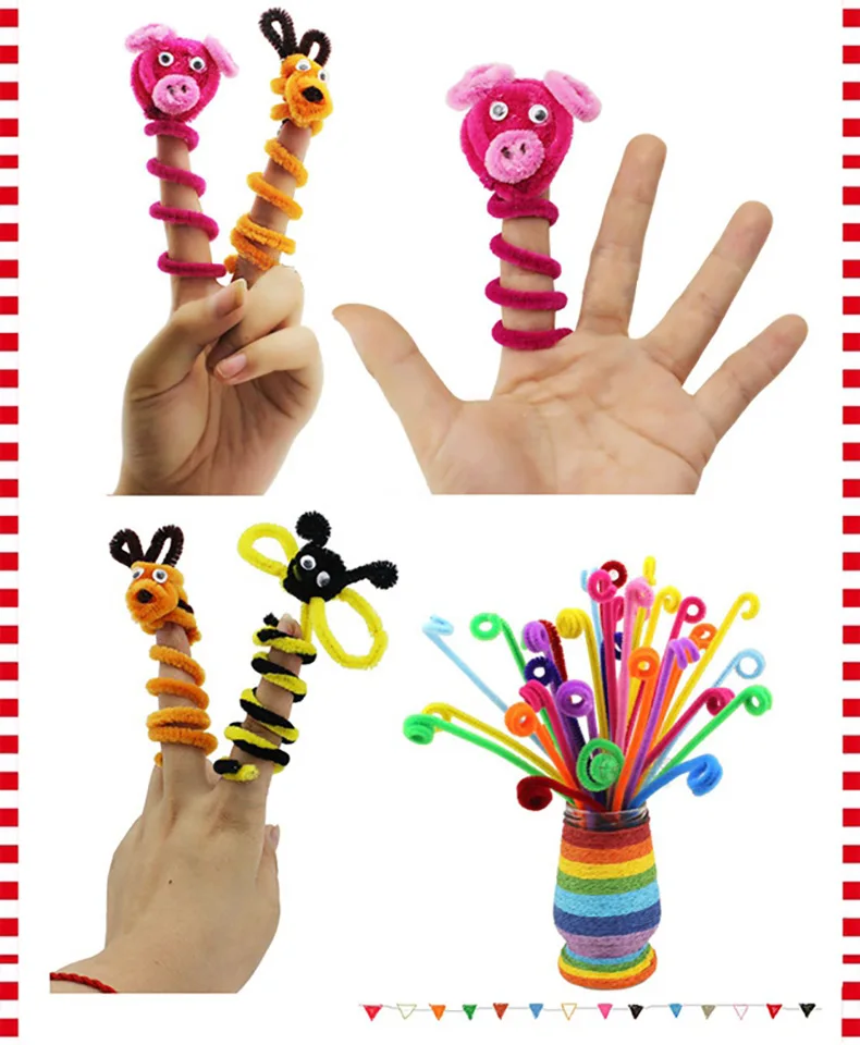 Wholesale Soft Creative Handmade Polyester Fuzzy Stick Pipe Cleaner Craft Kit DIY Art Craft Toys