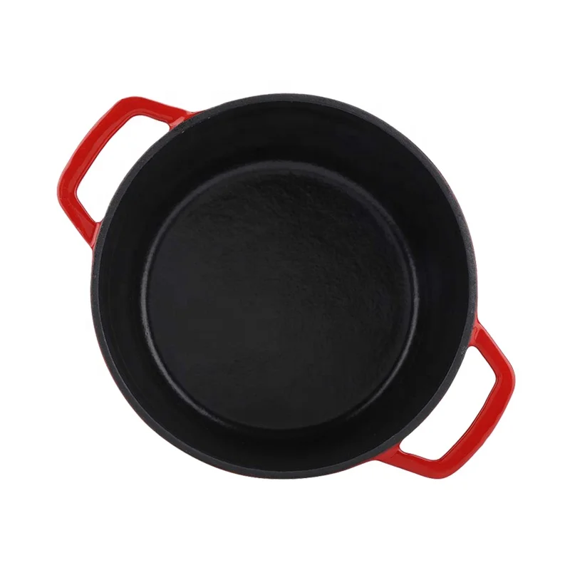 Голубая эмалированная круглая чугунная голландская кастрюля для духовки 24 см