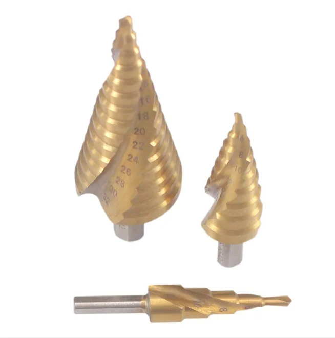 3 pcs Spiral fluted step drill for metal Drilling