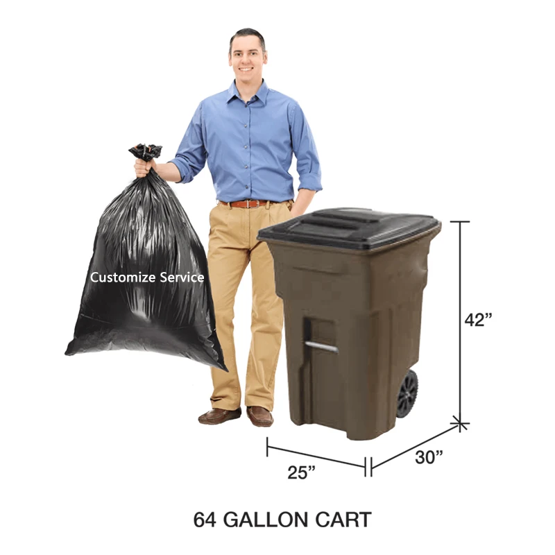 50-64 gallon large big plastic black industrial contractor heavy duty jumbo can liner bin garbage bags