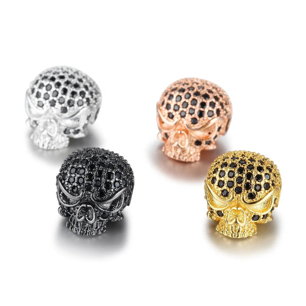 VEROMCA Copper Micro Pave Skull Head Beads DIY Beads Bracelet Necklace Jewelry Beads Accessories
