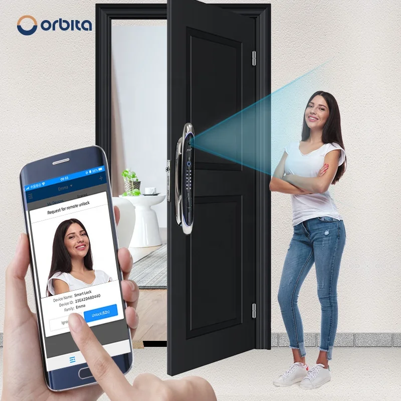 Оптовая продажа Orbita нажимной глазок с функцией распознавания лица автоматическая двухсторонняя смарт-камера замком