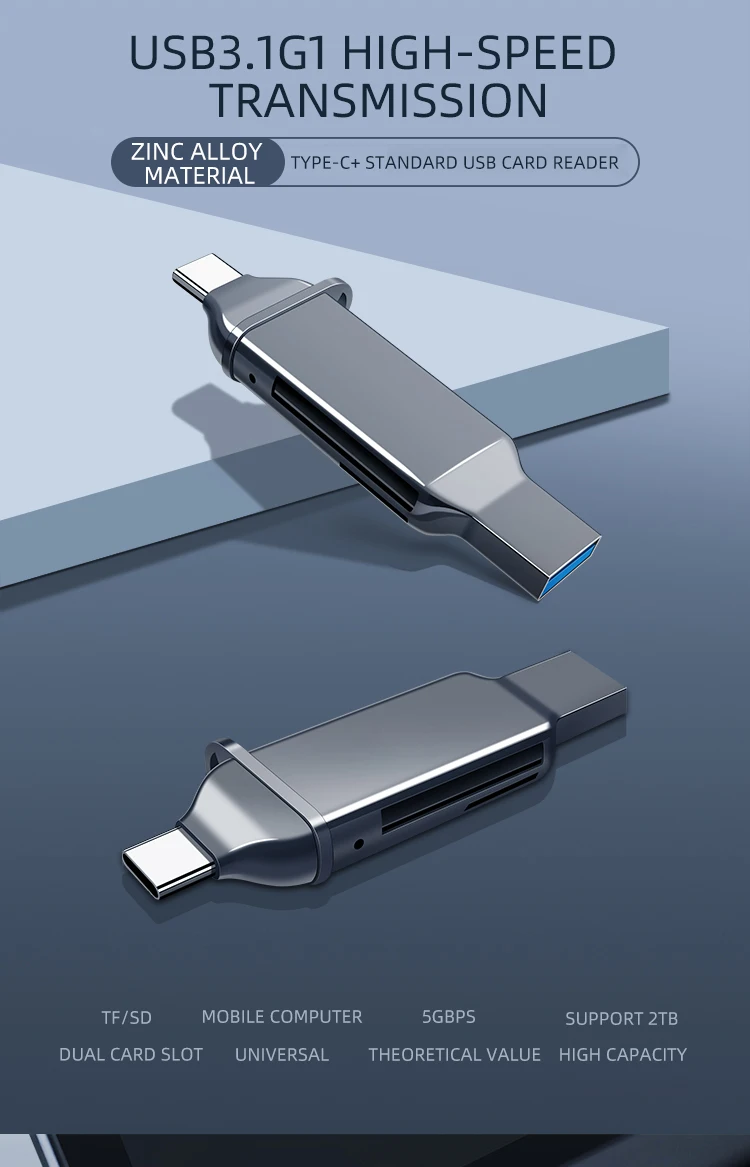all in one card reader 3.0 Kawau C371 Type C dual SD TF Metal for Mobile Phone Car Portable PC
