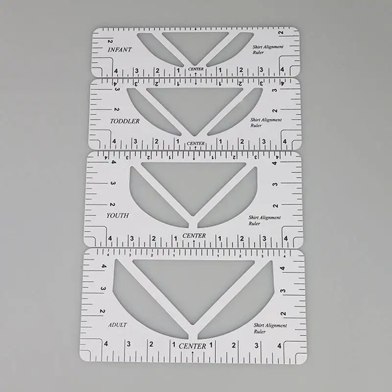 Bview Art Transparent V Neck Round PVC T Shirt Ruler for Alignment