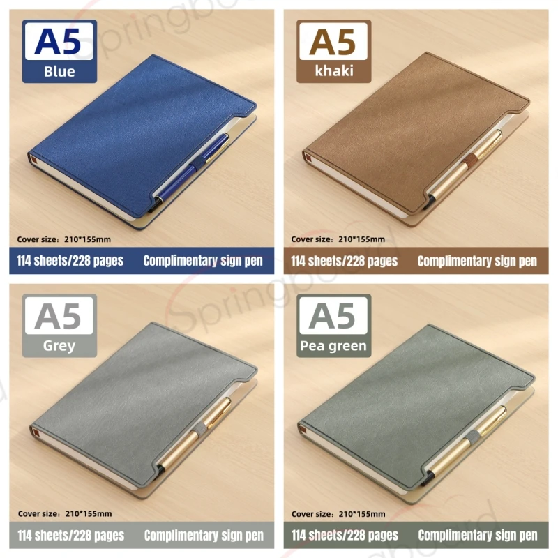 A5 B5 Business Notebook with Pen Holder Customization with Logo Assorted Cover Materials and Designs