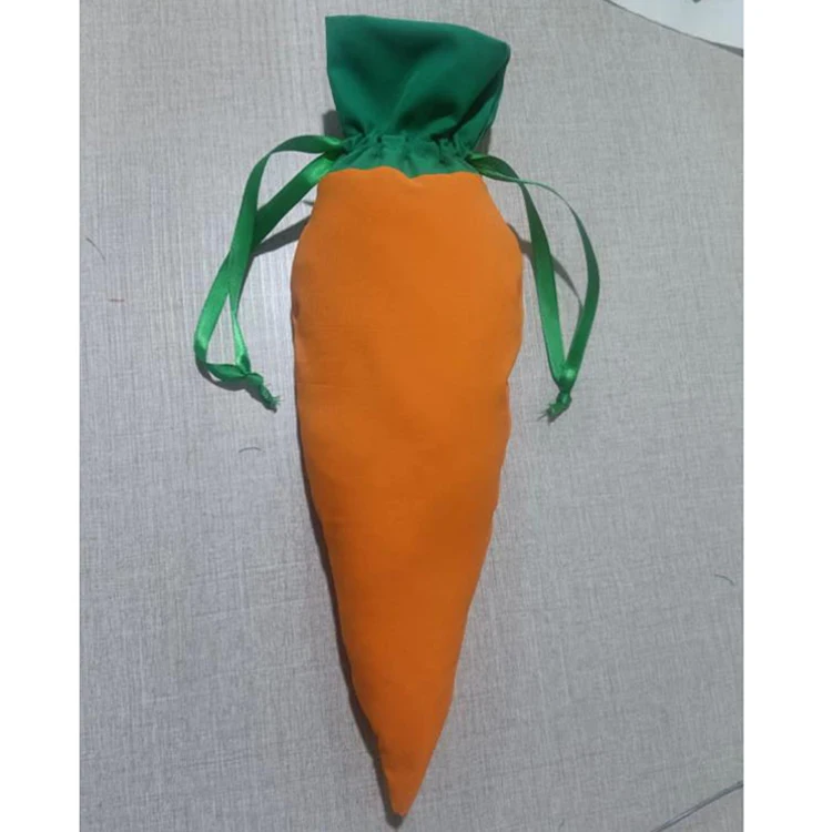 Personalized Easter Carrot Gifts Bags Party Favor Bag Treat Chocolate Candy Bag For Kids Fabric Reusable Sweet Cones Sack