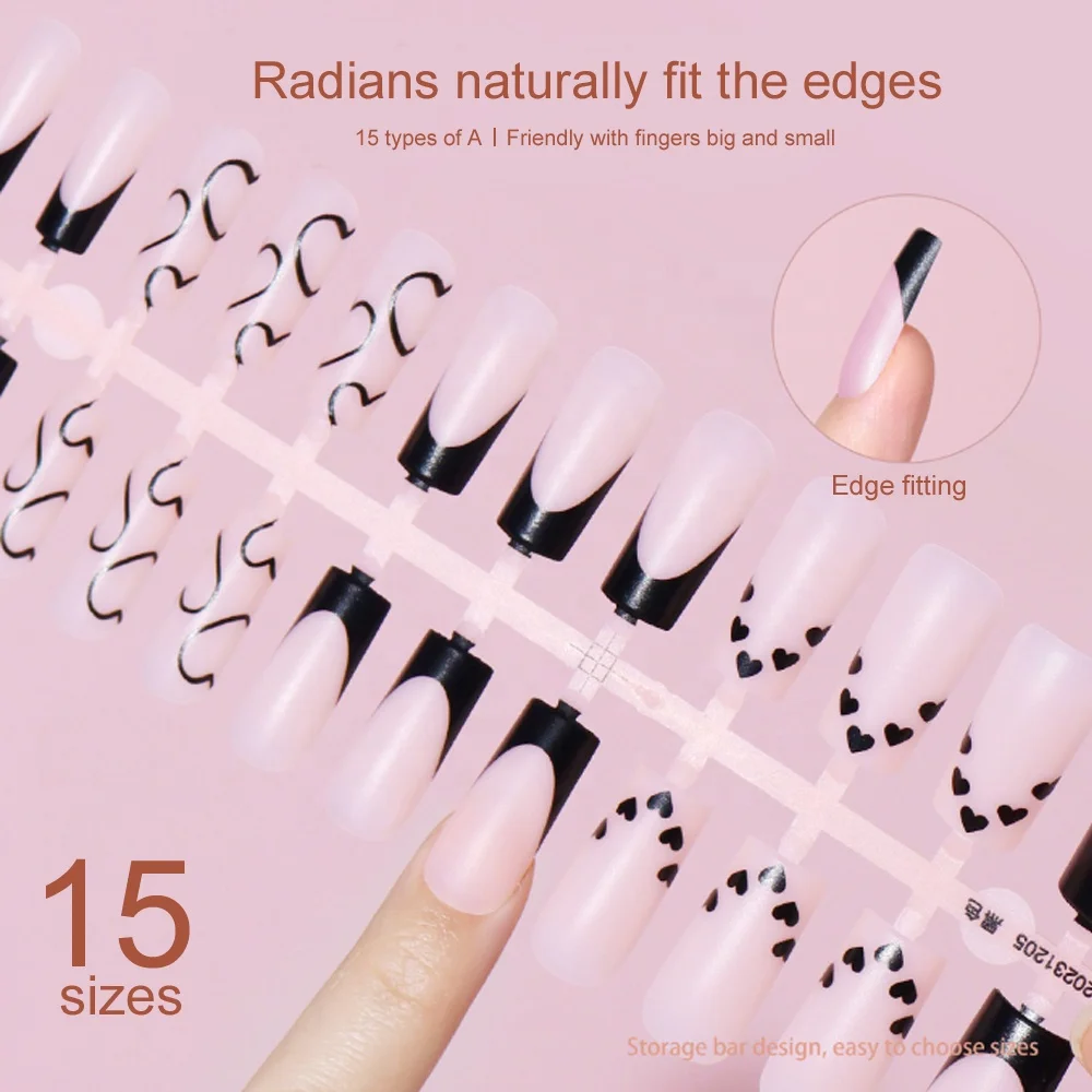 Hanyinails OEM Supplies Nail Beauty High Quality Acrylic Ultra Thin Nail Tips French Pattern Gelly Nails Tips