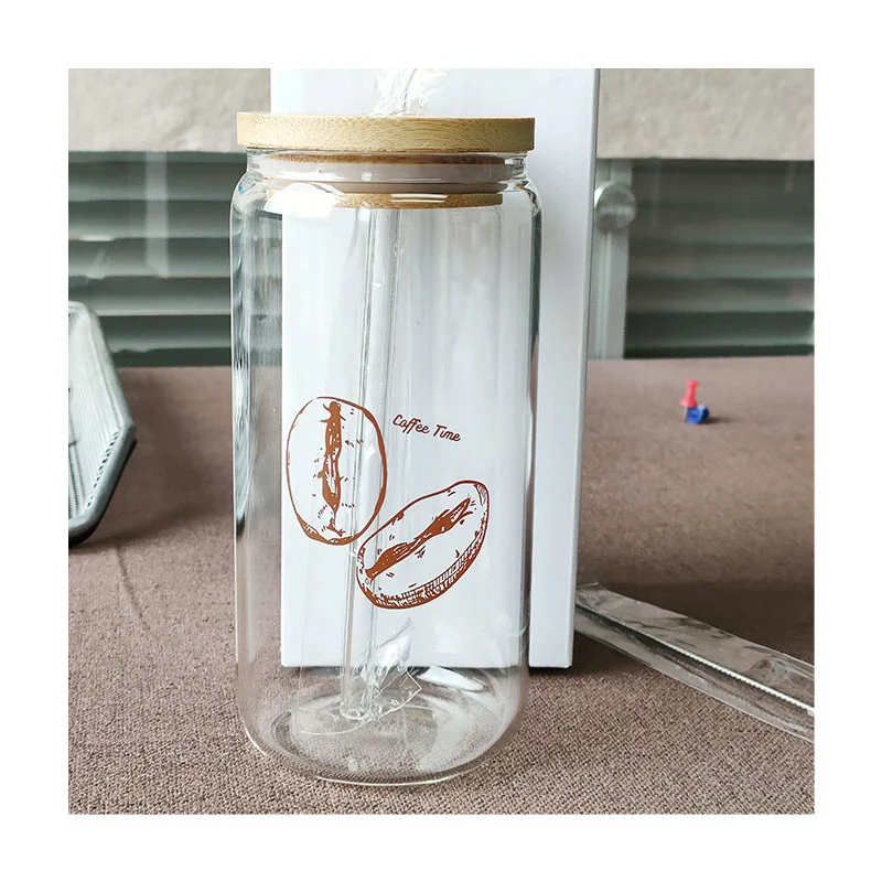 Package Label 16oz 20oz 25oz Pre-Drilled Double Wall Sublimation Blanks Snowglobe Glass Beer Can Tumbler With Bamboo Lids