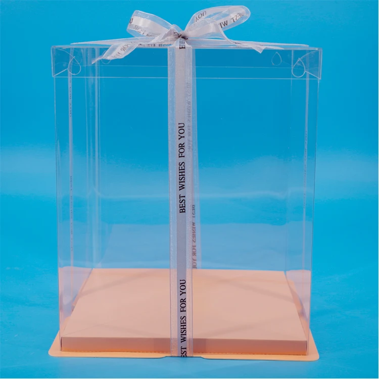 Easy to Assemble Clear Lid with Thick Cardboard Flat Shipping Cake Box 10 inch For Party Cakes Flowers BOITE DE GATEAU