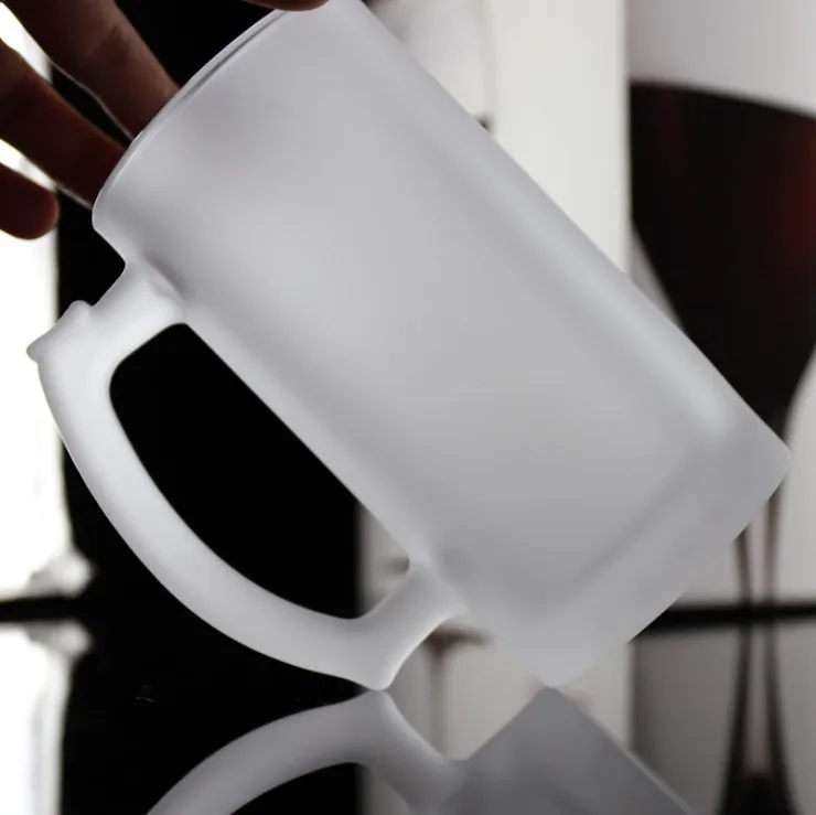 Large frosted beer mug 500ml glass beer mug high quality 0.5l beer glass mug for sale