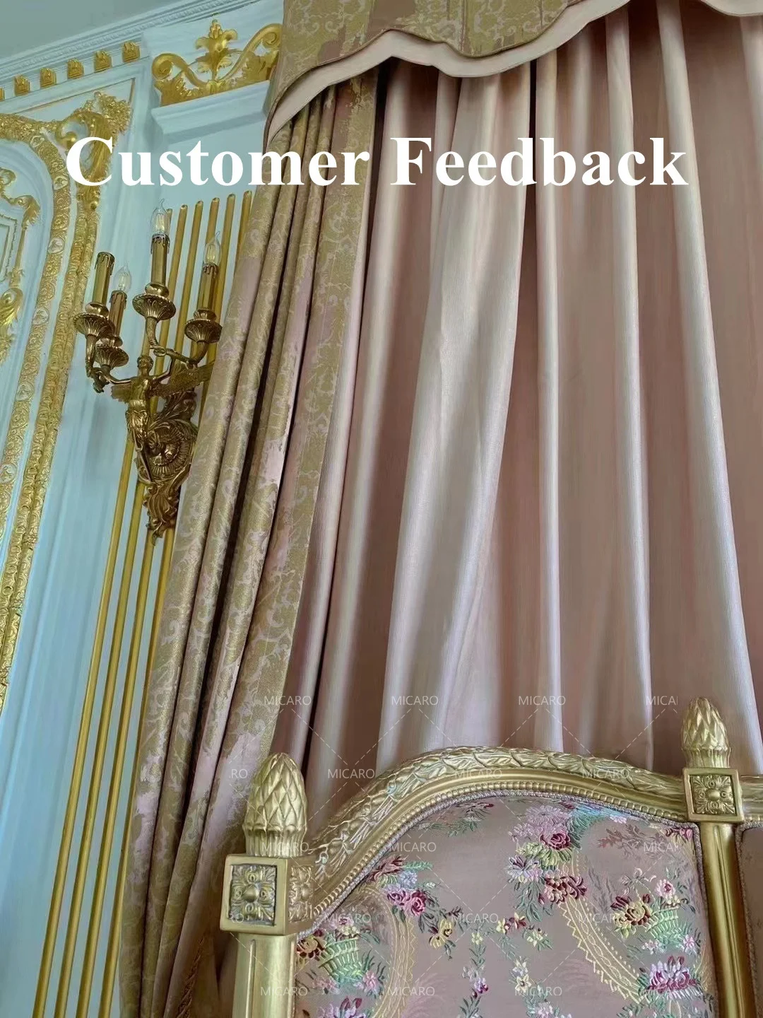 Luxury European style French classic solid wood gold bedroom furniture set for girls