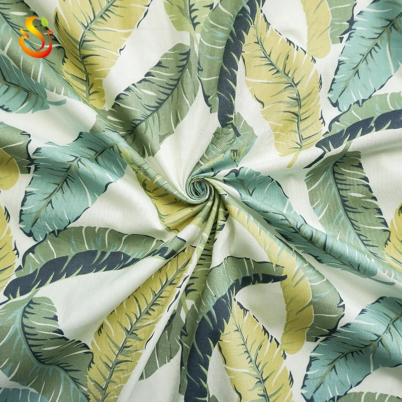 
Custom cotton twill printed fabric 133*72 cotton home textile fabric ins banana leaf bedding fabric 