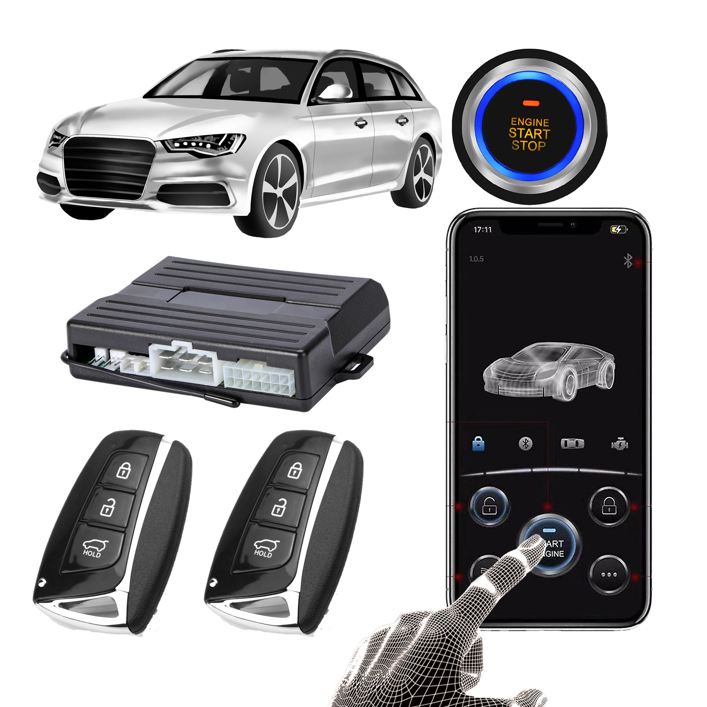Advanced cell phone APP control car engine start/stop system remote starter pke push button bloqueo de motor antirrobo auto