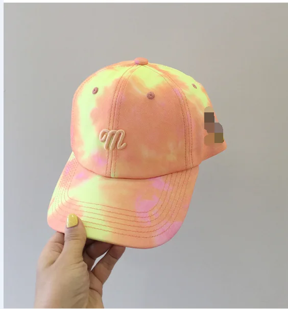 2021 New Fashion Bulk Outdoor Custom Your Own Embroidery Logo Dad Hat Washed Women Tie Dye Colorful Baseball Caps