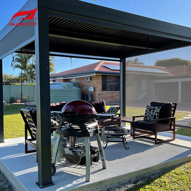 Modern Motorized Pergola 5x5 Kits Gazebo Outdoor Bioclimatica Waterproof Louvered Aluminium Garden Pergolas