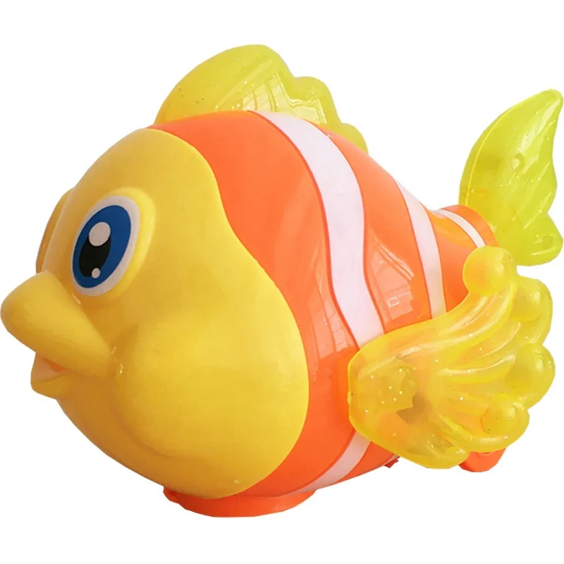 Plastic electric fish toys Can Swing Tail with sound and light Cardan wheel toy