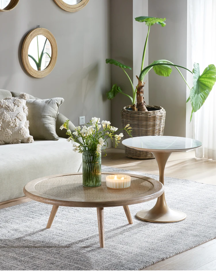 Изготовленный на заказ мебель для дома Декор деревянная мебель из ротанга круглый журнальный столик для гостиной