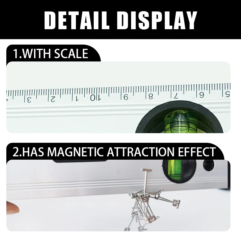 3 Spirit Bubble Shockproof Top Vial Alloy Frame 12Inch Magnetic Level Torpedo Level