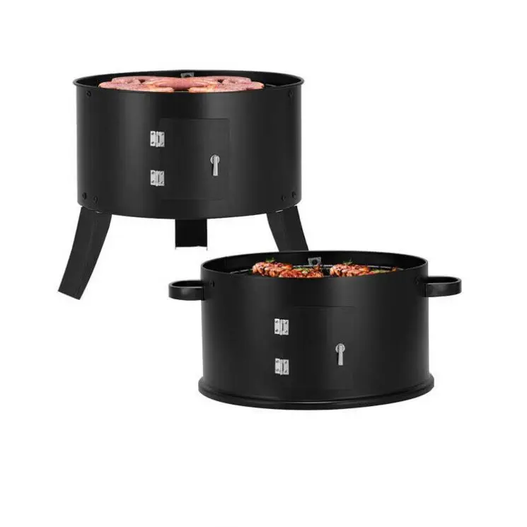 Black Chimney Three Layers Charcoal Stove Cooking Heating Grill
