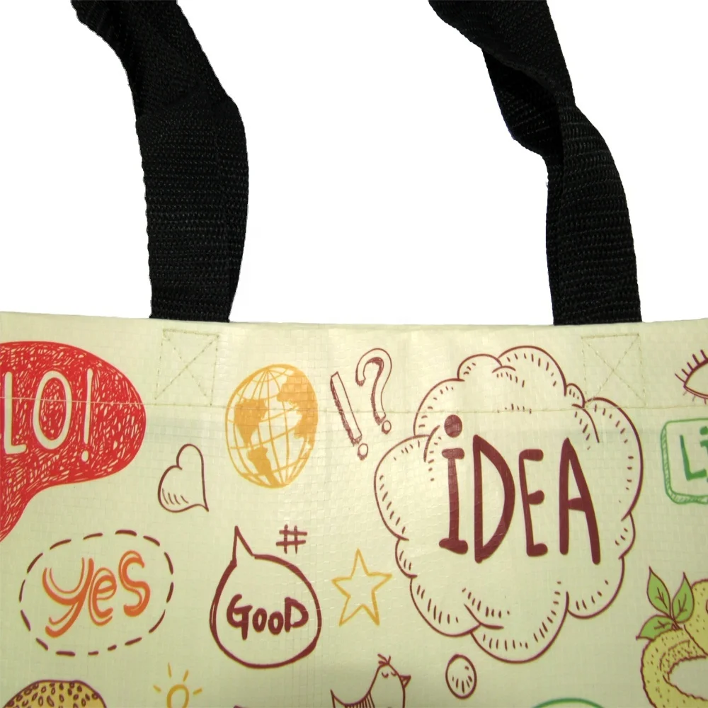 Sell well cartoon recycled custom printing shopping pp woven bag