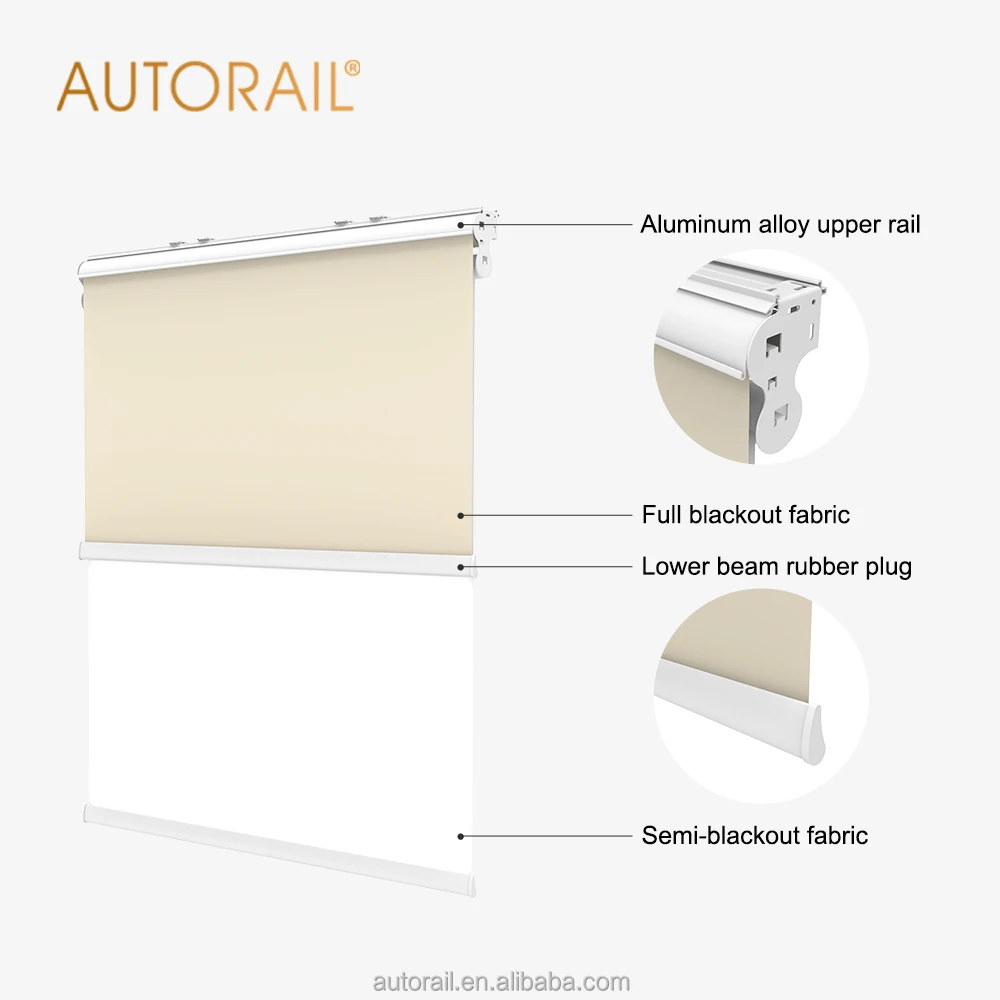 WiFi App Control Google Alexa Electric  Double Roller Shades Hotel Blinds Smart Curtain Motorized  Chain Blinds Roller