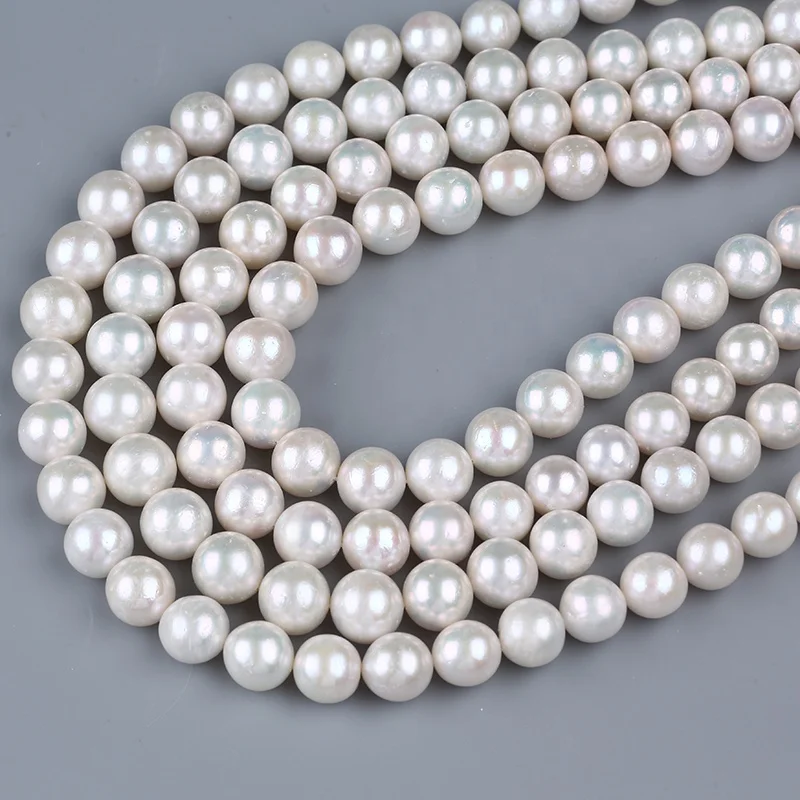 Wholesale 11-13mm AAA grade freshwater pearl natural white edison round loose pearls string strand for jewelry making