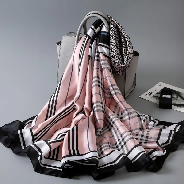 Wholesale 2023 Women Fashion Large Shawls Printed Pattern Lightweight Scarf Satin Silk Scarves 180*90