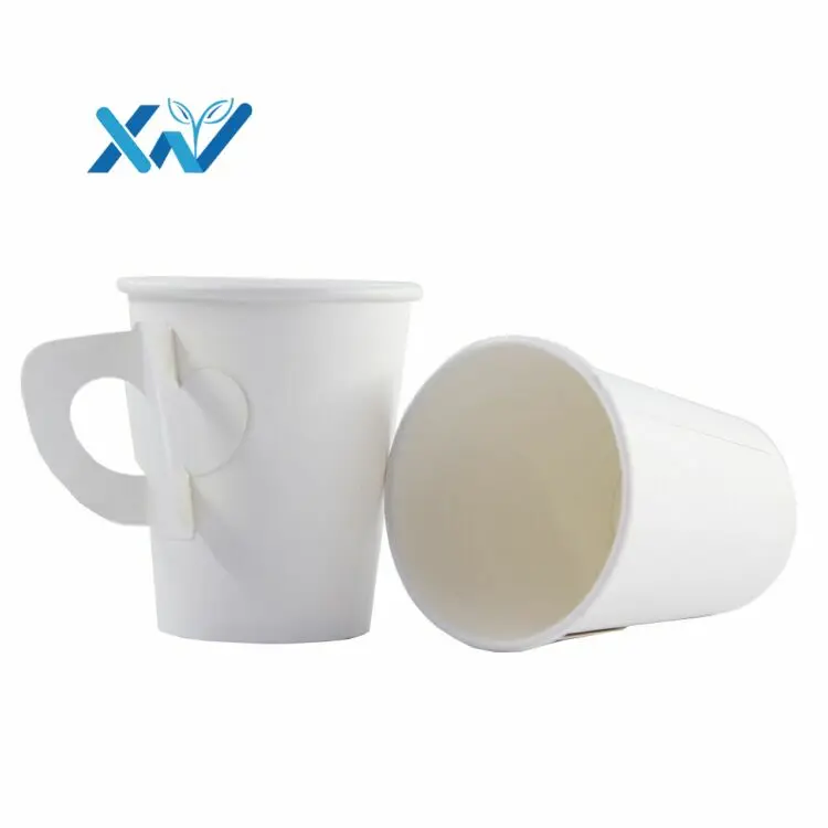 Изготовленный на заказ логотип высокое качество одноразовые однослойные кофейные бумажные стаканчики с ручкой для горячих напитков от китайского производителя