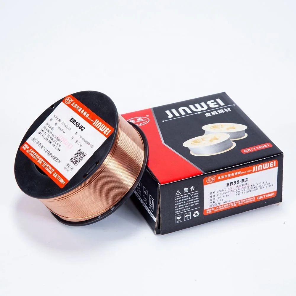 JINWEI ER55-B2 Customized Mig Welding Wire Roll Solid Low Alloy Steel ER80S-B2 for Mild Carbon Steel OEM Supported