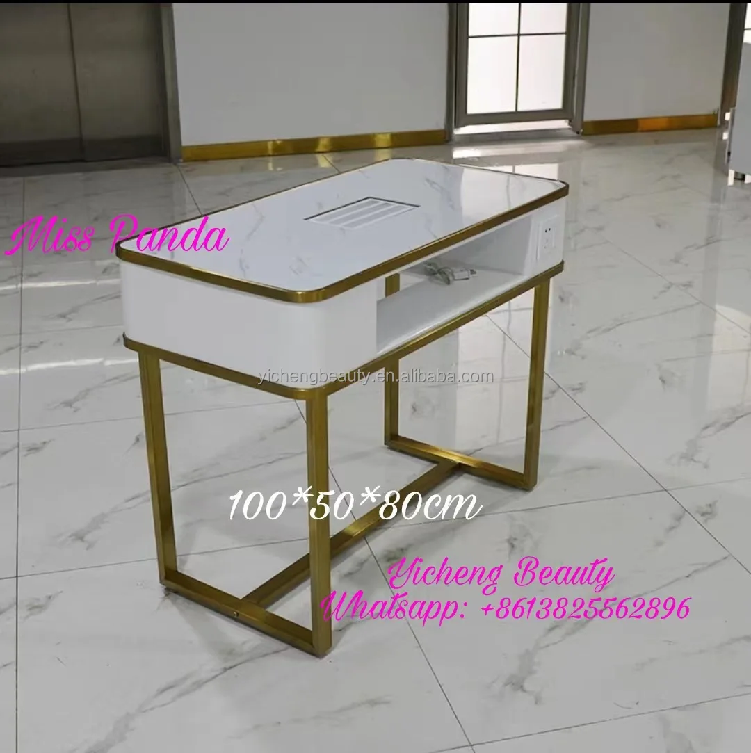Factory Supply cheap double manicure table ultra luxury manicure table nail table with exhaust fan for sale commercial