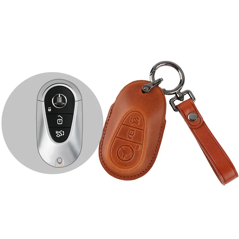 Sweet Pig New Arrival Fashion Keychains Accessories Genuine Leather Car Key Case For mercedes Benz D