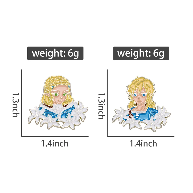 Princess and Link Enamel Pins Custom Popular Game Characters Brooches Lapel Badges Cartoon Jewelry Gift for Players