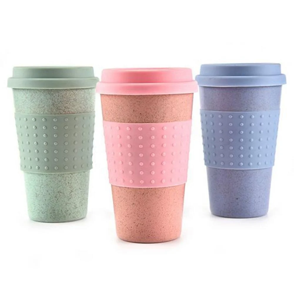  Кофейная кружка из пшеничной соломы и кукурузы Avecofe кофейные кружки шелкография логотипа или полноразмерная переводная Печать 12 унций с крышкой для 1