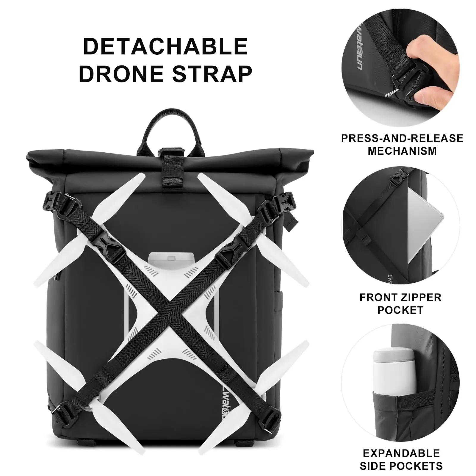 D113 Roll Top Waterproof Large Breathable Photography Professional Leather Travel Dslr Slr 13'  15.6' Laptop Camera Backpack