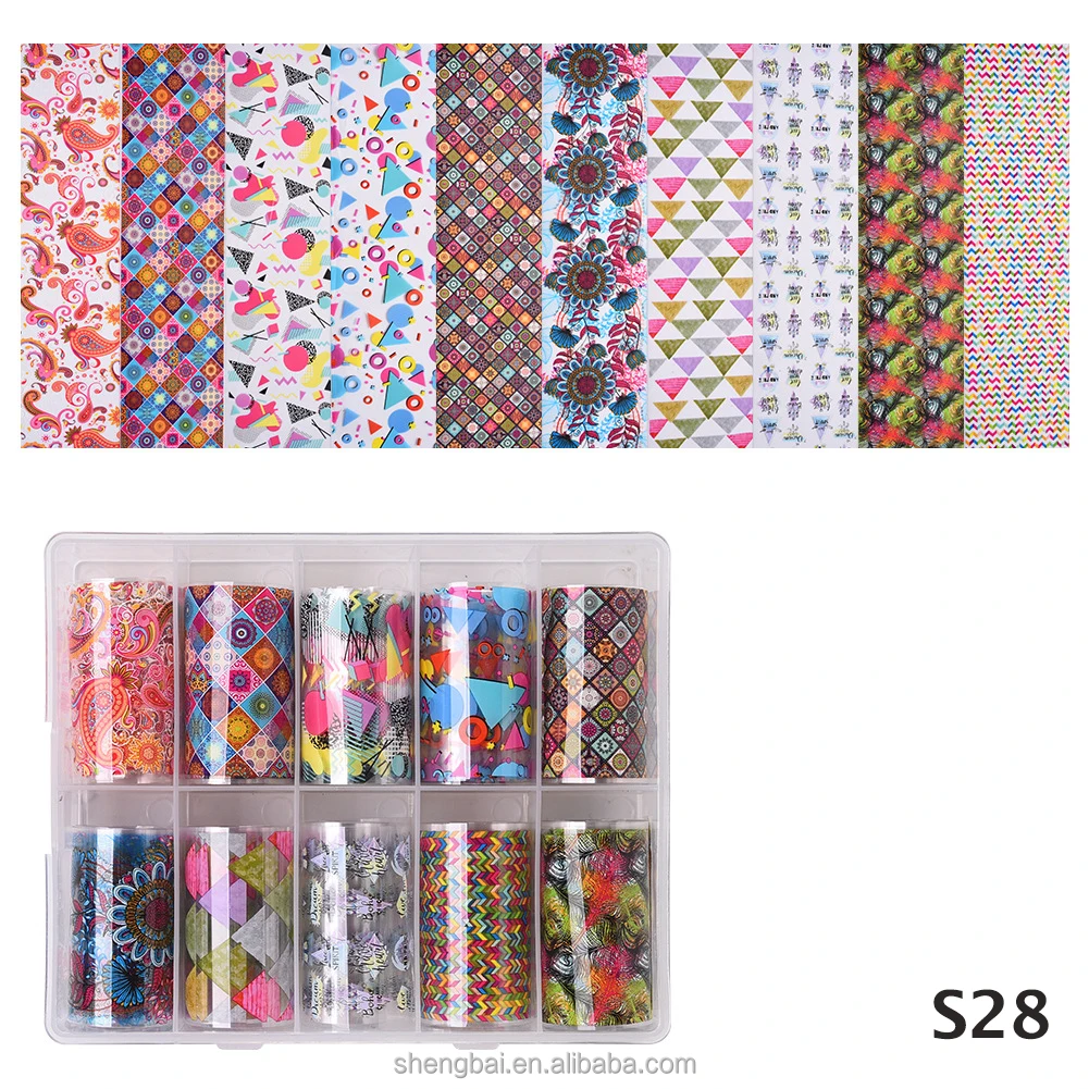 
Hot new colorful glitter DIY nail art transfer paper decal 4x100cm S28 nail foil stickers 